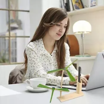 Подставка для ручек Dragonfly Balance, бамбуковый самобалансирующийся органайзер для стола Zen Dragonfly зелёный