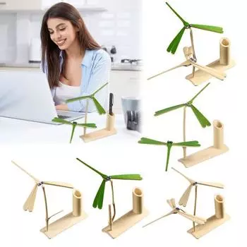 Подставка для ручек Dragonfly Balance Desktop, бамбуковая, самобалансирующаяся, украшение для стола Zen Dragonfly жёлтый