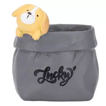 Подставка для ручек и карандашей, настольное украшение, смола, милое животное в продуктовом пакете, маленький горшок для суккулентов для