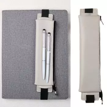 Подставка для ручек из искусственной кожи, держатель для карандашей на молнии, чехол для ручки с эластичной лентой для блокнота, журнала, планировщика, блокнотов чёрный