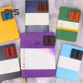 Подставка для ручек из искусственной кожи ручной работы, двойная петля для ручек, практичный органайзер для ручек, сшитый вручную зажим для хранения ручек синий