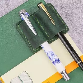 Подставка для ручек из искусственной кожи ручной работы, двойная петля для ручек, практичный органайзер для ручек коричневый