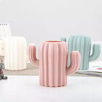 Подставка для ручек, креативный студенческий канцелярский стол, кактус, многофункциональный ящик для хранения, контейнер для ручек, горшок для кистей, офисная подставка для ручек розовый