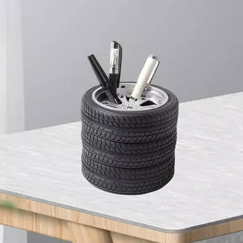 Подставка для ручек в форме колеса, украшение для рабочего стола, идеальный подарок, креативный органайзер для стола, чашка для карандашей в форме шины