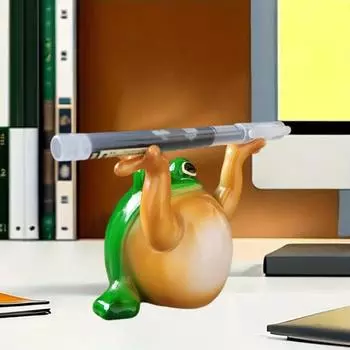 Подставка для ручек в виде лягушки, смоляная подставка для карандашей в виде пухлой лягушки, настольная подставка для ручек, украшение в виде лягушки для домашнего кабинета, офиса, школьного стола зелёный