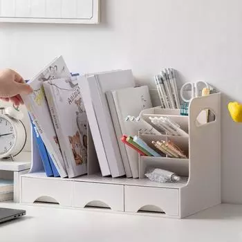 Подставка для ручек Yousheng, большой вместительный настольный органайзер с гладкими ручками ящиков, многофункциональный органайзер для хранения канцелярских принадлежностей B света кофе