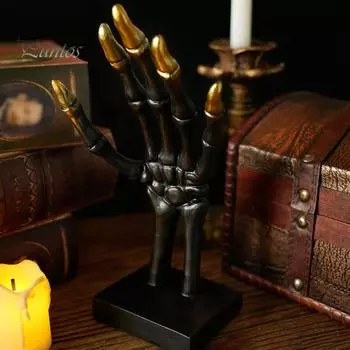 Подставка для рук скелета на Хэллоуин, жуткая смоляная рука призрака, держатель для ювелирных изделий, ожерелье, браслет, кольцо, органайзер, стойка, настольное украшение, орнамент чёрный