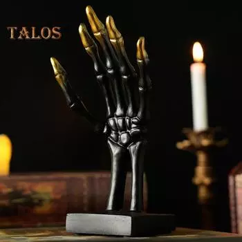 Подставка для рук скелета на Хэллоуин, жуткая смоляная рука призрака, держатель для ювелирных изделий, ожерелье, браслет, кольцо, органайзер, стойка, настольное украшение, орнамент чёрный