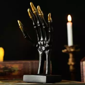 Подставка для руки скелета на Хэллоуин, жуткая смоляная подставка для ювелирных изделий в виде руки призрака, держатель для ожерелья