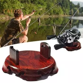 Подставка для рыболовной катушки, портативная, легкая, прочная, из натурального дерева, держатель для катушки для заброса приманки, подарок любителям рыбалки красный