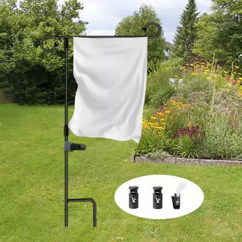 Подставка для садового флага, держатель для газонного столба, 2 пружинных стопора, декоративный железный кронштейн, прочный баннер