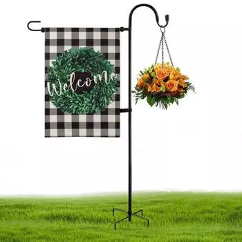 Подставка для садового флага, многофункциональный держатель для дворового флага с крюком для пастуха, толстый металлический сегментированный A