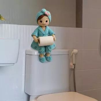 Подставка для салфеток, держатель для рулонов бумаги для кукол ручной работы, многоцелевой забавный держатель для туалетной бумаги для кукол-вязания, органайзер оранжевый