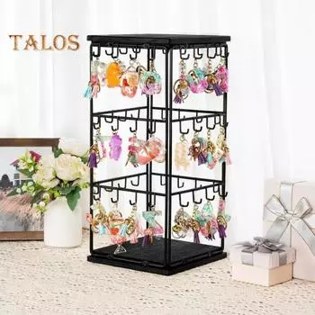Подставка для сережек с 48 крючками. Держатель для сережек для продавцов. Универсальная витрина на 360 градусов. Ожерелья, браслеты. Органайзер для сережек.