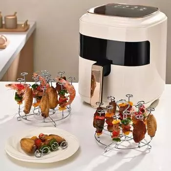 Подставка для шампуров из нержавеющей стали с полированными краями, устойчивая к ржавчине, пригодная для мытья в посудомоечной машине, вертикальные шампуры, аксессуары для фритюрницы Small A