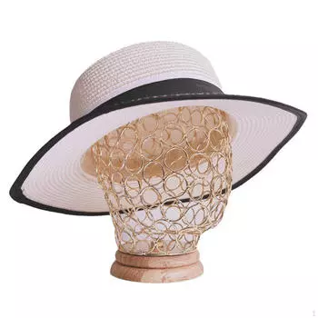 Подставка для шляп, металлическая полая голова манекена с деревянной основой, подставка для парика для шапок, Gold