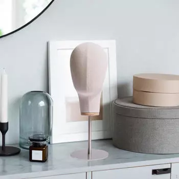 Подставка для шляпных шиньонов, 17-дюймовый тканевый материал, основание из нержавеющей стали, универсальное для ювелирных изделий бежевый