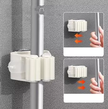 Подставка для швабры без проколов Крючок для швабры в ванной Крючок для ванной Держатель для веника Зажим для швабры