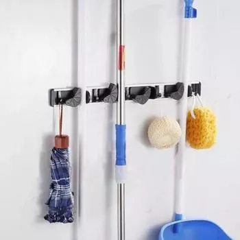 Подставка для швабры, прочная настенная, экономящая место, стойка для хранения инструментов для дома 4