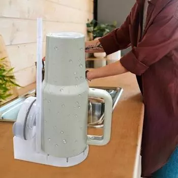 Подставка для слива чашек объемом 30-40 унций, пищевой силикон, противоскользящий дизайн, держатель для чашек, быстросохнущий, органайзер для чашек на столешнице, переносные аксессуары для чашек зелёный