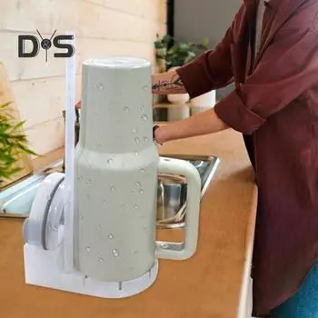 Подставка для слива чашек объемом 30-40 унций, пищевой силикон, противоскользящий дизайн, держатель для чашек, быстросохнущий, органайзер для чашек на столешнице, переносные аксессуары для чашек зелёный