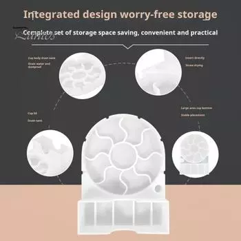 Подставка для слива чашек объемом 30-40 унций, пищевой силикон, противоскользящий дизайн, держатель для чашек, быстросохнущий, органайзер для чашек на столешнице, переносные аксессуары для чашек зелёный