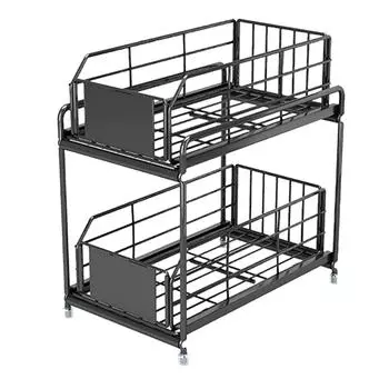 Подставка для специй 2 уровня большой емкости водостойкий прочный шкаф-органайзер под раковиной для кухни