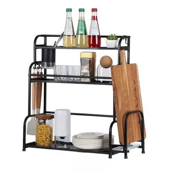 Подставка для специй, 3-уровневая кухонная столешница, ступенчатая конструкция, органайзер для специй, держатель для разделочной доски