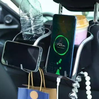 Подставка для стакана с водой на спинку сиденья автомобиля, многофункциональный подголовник автомобиля, подвесной кронштейн для хранения вещей, подставка для телефона, крючок для сумки, внутренний органайзер