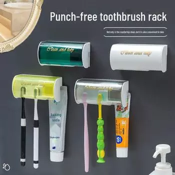 Подставка для стаканов для зубных щеток в ванной для семьи из трех человек — не требует пробивки отверстий 220/box серый