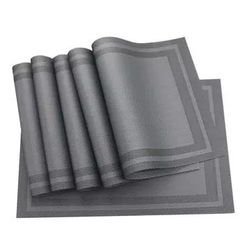 Подставка для стола, 6 шт., кухонные обеденные салфетки из ПВХ для стола, обеденный коврик, подставка для стола, водонепроницаемая подставка для стола, индивидуальные салфетки, коврики для чашек серый