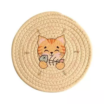 Подставка для стола, изоляционная подставка для чашки, миски, украшение для дома, прочная подставка под стакан с котом 12cm хаки
