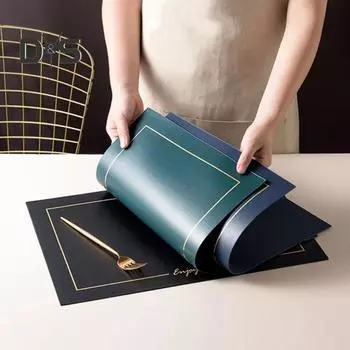 Подставка для столовых приборов из искусственной кожи, термостойкая, нескользящая, теплоизоляция, водонепроницаемый прямоугольный защитный коврик для обеденного стола, декоративный коврик, кухонные принадлежности чёрный