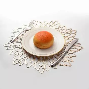 Подставка для столовых приборов из ПВХ, полая золотая штамповка, форма цветов гибискуса, настольный коврик, уникальная подставка для столовых приборов