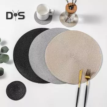 Подставка для столовых приборов Термостойкие противоожоговые тканые коврики для обеденного стола Обеденная посуда Подушечки для чаш Подставки для чашек для напитков Домашний бар Кухня Коврики для столовой 1pc шампанского