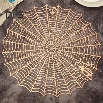 Подставка для столовых приборов в форме паутины, коврик для стола, легко чистится, термостойкая подставка для столовых приборов для домашнего декора на Хэллоуин серебряный