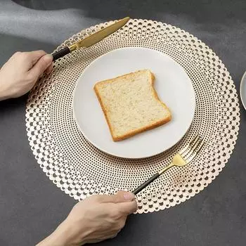 Подставка для столовых приборов в западном стиле из ПВХ, полый термостойкий коврик, подушка для обеденного стола, подставка для столовых приборов, скатерть для гостиничного ресторана, скатерть для столовых приборов 38cm золотой