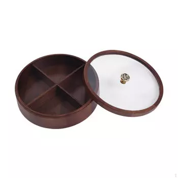 Подставка для сухофруктов, переносная деревянная с отделением для хранения конфет, орех 28x9cm