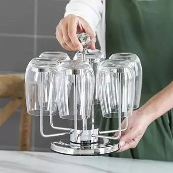 Подставка для сушки 6 чашек, держатель для кофейных чашек, подставка для сушки стаканов, подставка для хранения чайных чашек, держатель для винных бокалов, органайзер для стаканов для бара, кухни серебряный