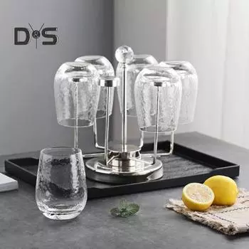 Подставка для сушки 6 чашек, держатель для кофейных чашек, подставка для сушки стаканов, подставка для хранения чайных чашек, держатель для винных бокалов, органайзер для стаканов для бара, кухни серебряный