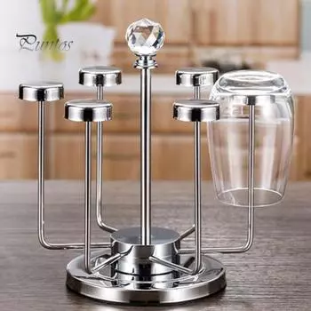 Подставка для сушки 6 чашек, держатель для кофейных чашек, подставка для сушки стаканов, подставка для хранения чайных чашек, держатель для винных бокалов, органайзер для стаканов для бара, кухни серебряный