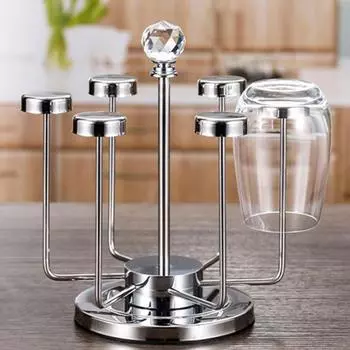 Подставка для сушки 6 чашек Yousheng, подставка для кофейных чашек, подставка для сушки стеклянных чашек, подставка для хранения чайных чашек, держатель для винных бокалов, органайзер для стаканов для бара, кухни серебряный