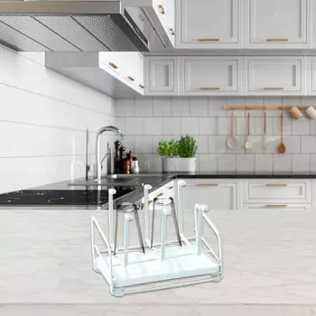 Подставка для сушки бутылок, подставка для кружек, 6 держателей для чашек, вешалка, органайзер, многоцелевой белый