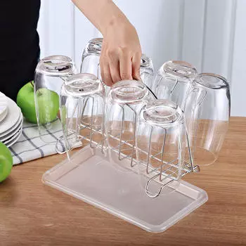 Подставка для сушки чашек, подставка для бутылок с 6 крючками, экономит место на столешнице, практичный органайзер для кружек и кофе