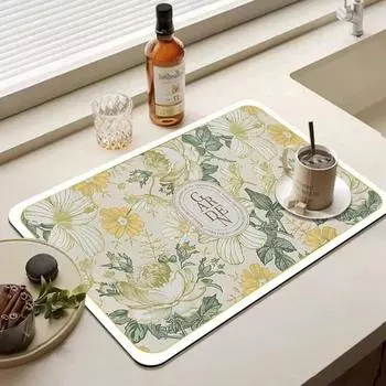 Подставка для сушки Crystal Velvet Drain Pad Printed Coffee Placemat Dry Mats Коврики для сушки посуды Сохраняют посуду сухой M-B