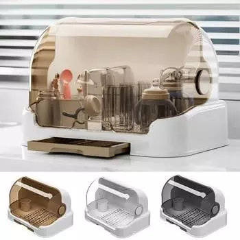 Подставка для сушки детских бутылочек, пылезащитная, большой емкости, прозрачная конструкция серый