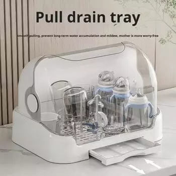 Подставка для сушки детских бутылочек, пылезащитная, большой емкости, прозрачная конструкция, сушилка для детских бутылочек белый