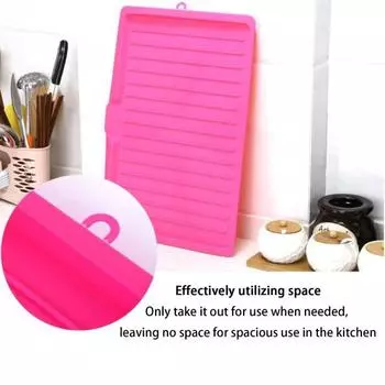 Подставка для сушки кухонной посуды с дренажной системой Быстросохнущая компактная конструкция Сливной поддон Поставка мисок для столовых приборов розы красного