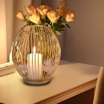 Подставка для свечей Металлическая клетка Подсвечник Железный подсвечник Подсвечник для вечеринки Подсвечник для 16cmx18cm Black