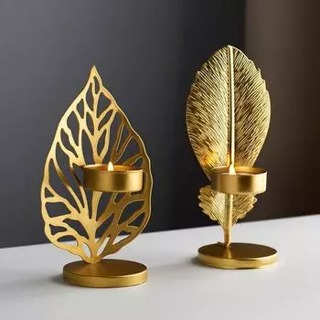 Подставка для свечей в скандинавском стиле, устойчивый железный подсвечник, золотистые металлические подсвечники, праздничный подарок Gold-style B